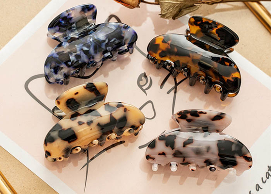 Acetate leopard print medium size clip women's hair catch cross border spring integrated hair clip accessories