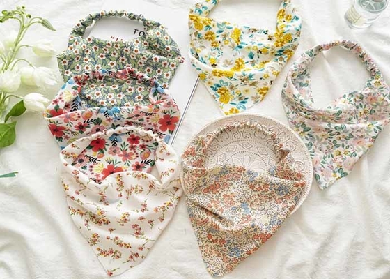 Floral garden triangle scarf cross-border women's elastic ladies hair bands headscarf hair accessories wholesal