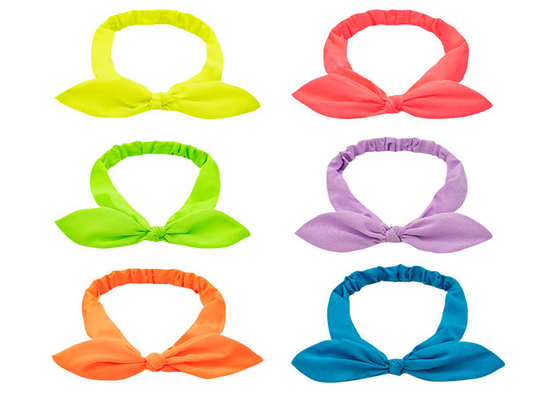 Fluorescent cute fabric Rabbit ears elastic headband Cross border women's hair tie unique hair bands
