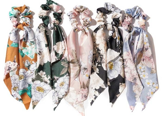 Triangle streamer printing headband flower hair accessories women's scrunchie tie ponytail cloth circle Europe USA