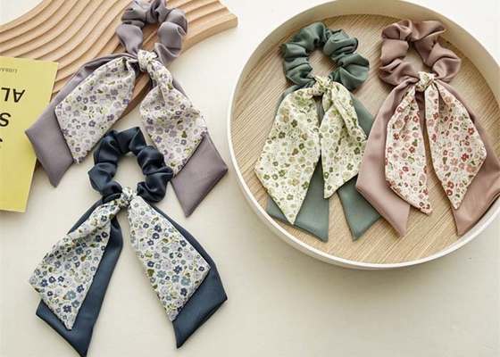 Summer floral double bow streamer ladies hair bands wristbands South Korea headband elastic rope temperament headband