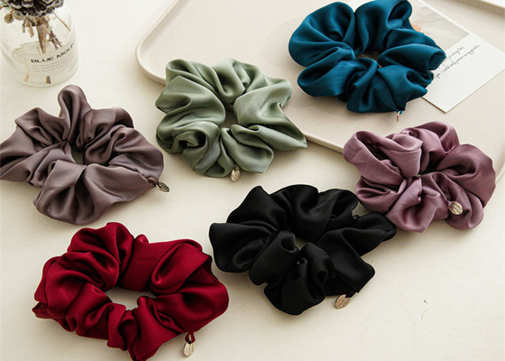 Fabric label words logo beaded hair scrunchies women  hair rope temperament hair accessories high elastic band