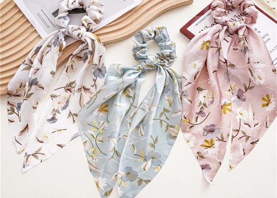 Large satin printing girls prom hair accessories ponytail streamer flower-cloth hair European American lady headband