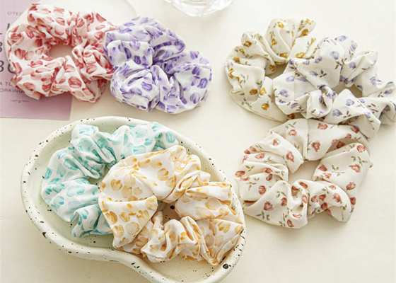 Summer floral series large colon hairbands hair accessories lady tie rope ball curly hair scrunchie Yiwu