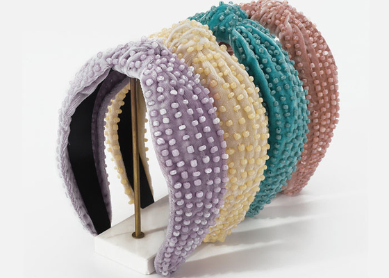 cute Baroque handmade beaded headbands wide fabric headbands with bow hair accessories Yiwu wholesale