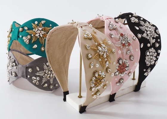 Fashion heavy beaded diamond-encrusted headbands light luxury headwear rice bead wide edge headbands