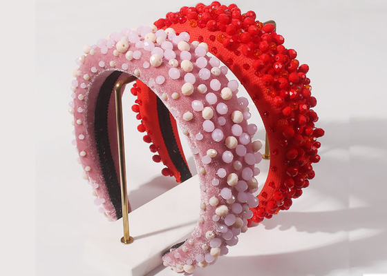 Fashion handmade sewn beads girls headbands influencer popular thick sponge Yiwu accessories