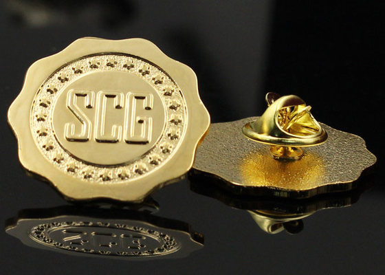 Zinc alloy stereoscopic frosted polish badge custom gold color metal hollow out logo words brooch pin
