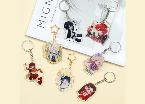 Custom Clear acrylic key chain DIY creative anime cartoon key ring character pendant star humanoid set brand wholesale