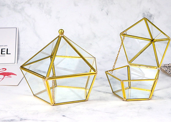 Pentagonal glass artifact succulent greenhouse Gift Wedding jewelry box landscape home glass decoration wholesale