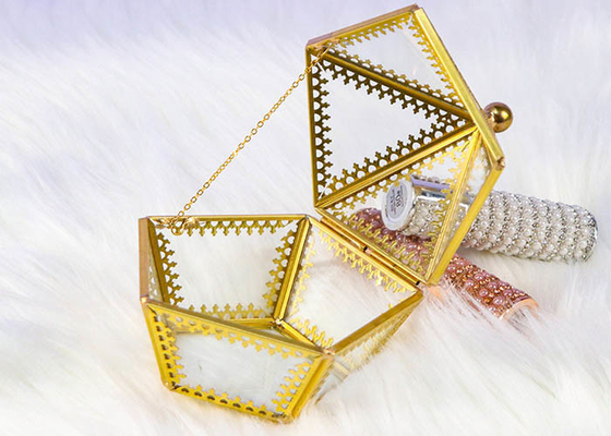 Five side Clamshell Copper Edge Glass artifact Jewelry cosmetics gift package Storage box Yiwu wholesale