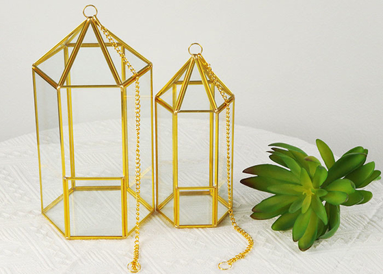 Golden hexagon cage glass artifact garden Creative geometric cover greenhouse micro landscape Yiwu wholesale