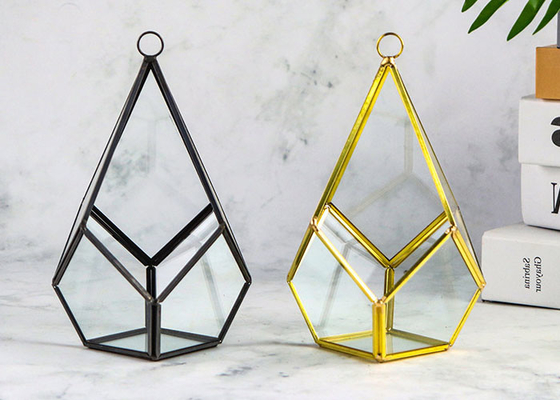 Black gold color diamond shaped greenhouse glass artifact lamp cover water drop decoration