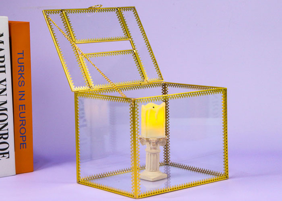 Copper strip Gold color Clamshell square glass artifact Cosmetic Storage lamp candle Tissue box