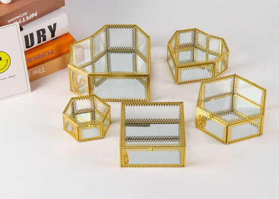 Glass Greenhouse heart shape Lace jewelry accessories gift package box cover circle boxes glass display box