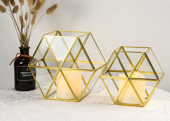 Glass garden hexagonal artifact copper candlestick ornaments transparent eternal life flower gift box flower ware
