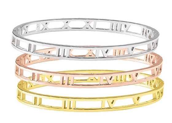 Stainless Steel Hollowed out Alphabet Bracelet Female 18K gold Roman Buckle Bracelet bracelet jewelry accessories