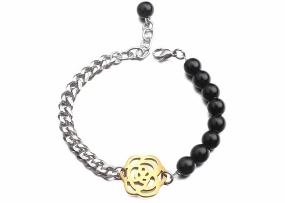 String pearl bracelet women's hollowed out rose small accessories fashion black agate beaded necklace Yiwu wholesale