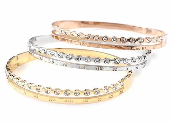 Stainless steel Roman alphabet bracelet female diamond fashion titanium steel buckle couple jewelry accessories