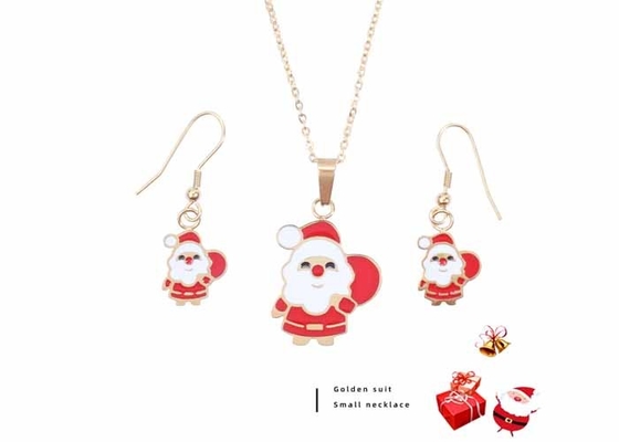 Father Santa Claus gift package necklace set earrings stainless steel sweater chain Christmas small gift wholesale