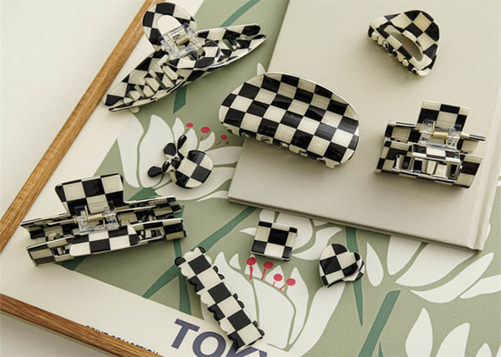 Acetate Black white women clipper accessories hair clip temperament square hair clip Korean shark hair grab headwear