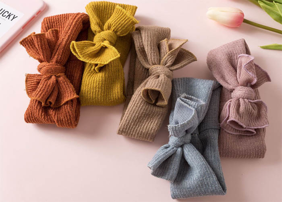Headwear baby kids bow hair wide elastic accessories solid color girls headband OEM logo