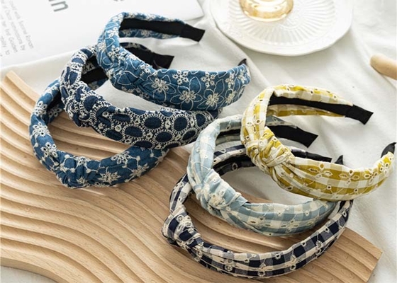 GLH028 Hollowed-out denim knotted headband wide pressed hair women's hemmed headband hair accessories wholesale