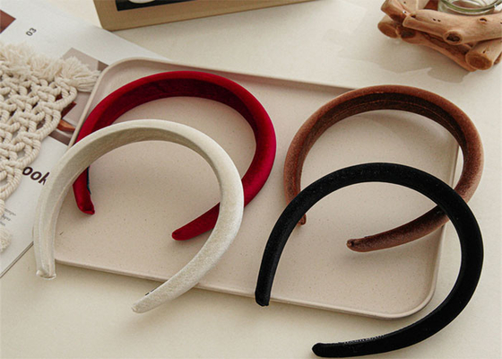 GLH013 Autumn/winter pure color red/black velvet fabric baby headband texture high craniopathen sponge