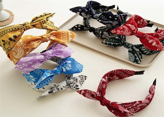 GLH011 headband with flowers rabbit ears wide head hoop female pressure hoop knotted fabric headband wholesale