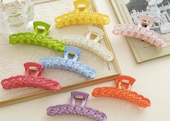 Candy colored water ripple link shape chain clip super Fairy Sweet hair clip back head hair accessories
