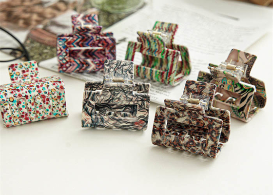 Acetic acid square picture logo clip hair card cross-border painted temperament medium clip shark clip hair accessories