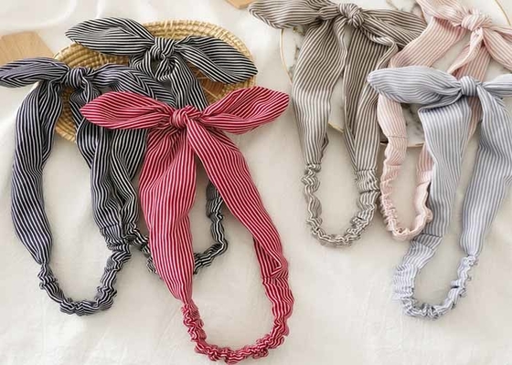 Wire rabbit ears pinstripe elastic unique hair bands women's updo knot headband accessories wholesale