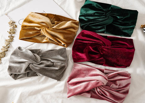 Women golden gray pink velvet wide hair bands bag warm cloth hair accessories cross - border elastic hoop