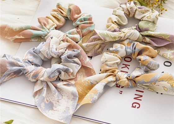 Vintage tie dye Rabbit ears scrunchie hair accessories hair band Headpiece, Women's updo with knotty fabric headpiece