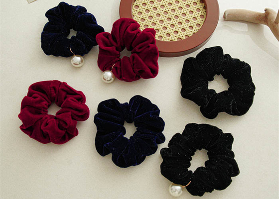 Autumn winter velvet covered beaded hair scrunchies stars accessories all tie hair bright silk bands