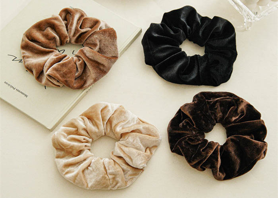 winter vintage plush elastic scrunchies black brown Ins influencer temperament headwear French accessories