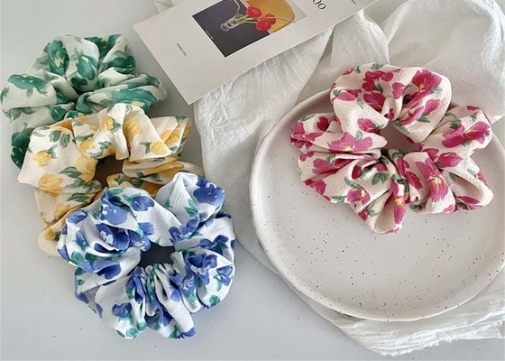 Summer fresh flower hair accessorie brocaded hair bands headwear wholesale ins kids hair rope OEM logo words