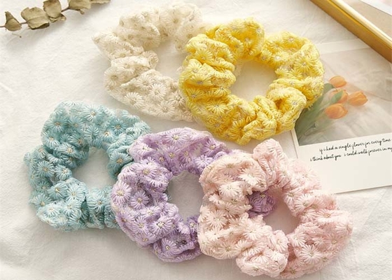 Thick daisy floral fabric art hollowed out scrunchies large hair headdress Japanese Korean girls lady accessories