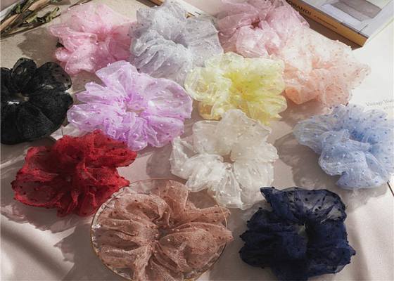 Summer net yarn hairball grenadine scrunchies bowel scroller ins wind girls pink red headwears Yiwu accessories