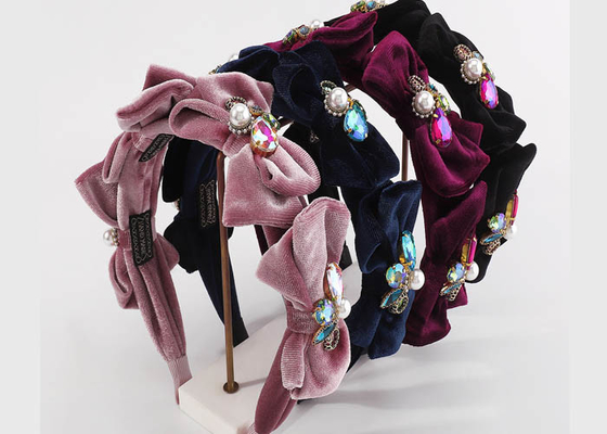 Fashion personality bow flannelette headbands elegant exquisite flash drill headband hair accessories