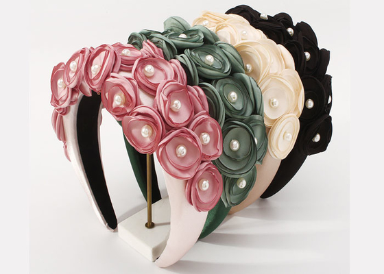 influencer flower pearl fabric headbands decorate ins girls fabric headbands bride Yiwu accessories