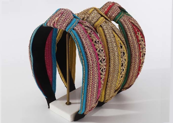 Braided fabric hair hoops retro ethnic knot wide fabric headbands hair accessories lady decorate wear