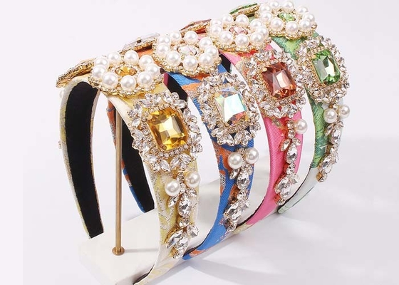 hyperbole fashion new fabric crystal diamond headbands pearl hoops hair Yiwu accessories