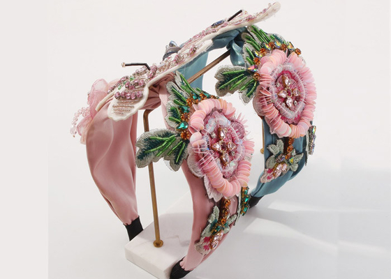 Fabric flannelette butterfly diamond plastic sequins floral headbands Europe influencers headwear accessories