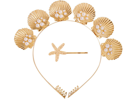 Hot sale fashion alloy pearl sea shell headbands hairpin girls headbands headwear accessories
