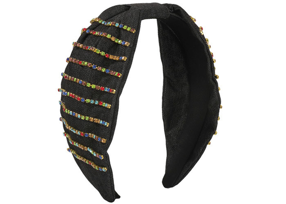 Denim hair hoops wide fabric headbands Creative color diamond-encrusted wide edge hoops hair accessories