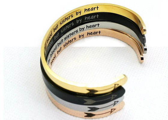 Titanium steel gold c shape bracelet lady jewelry Mother Thanksgiving Christmas gift engraved ornaments logo words