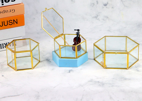 Hexagonal jewelry cover box glass artifact Wedding Decoration storage box gift Yiwu wholesale flower greenhouse