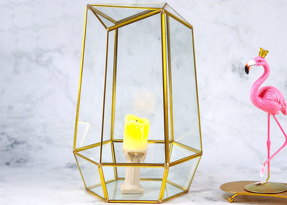 Creative glass artifact wind lamp candlestick wedding candle pendulum Nordic style bronze glass greenhouse decoration