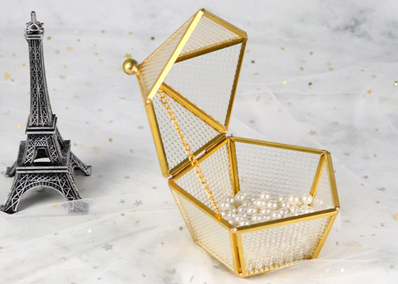 Pentagonal glass artifact cover greenhouse jewelry beads gift storage box desktop ornaments flower glass cover wholesale